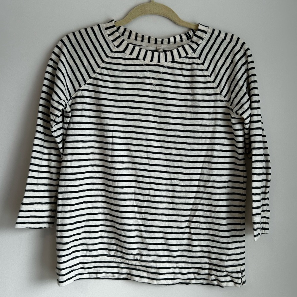 LOFT Women’s black and White Stripped Crew Pullover Sweater Size S/M